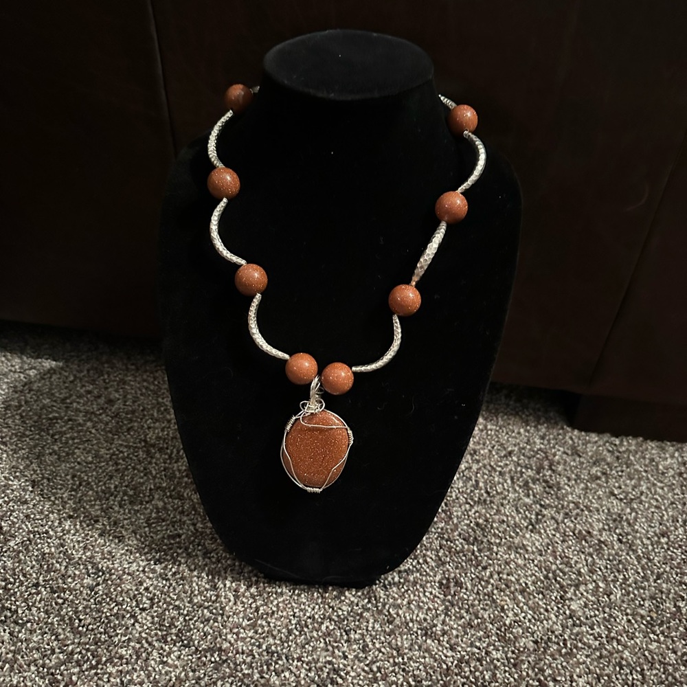 Hand crafted “One of a Kind” Sunstone & Sterling Silver Necklace, very heavy! - Picture 1 of 4